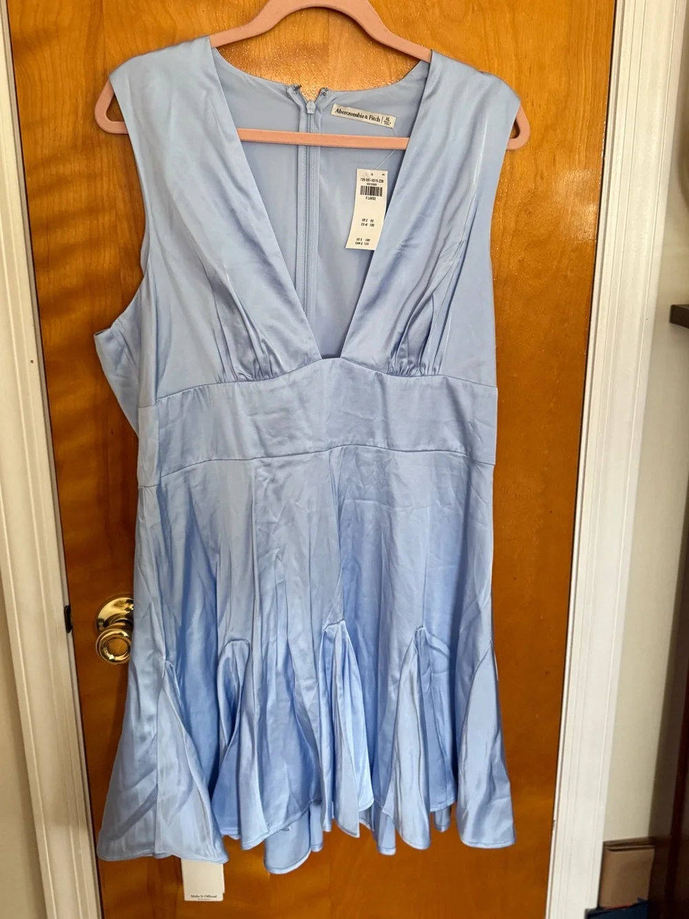 Abercrombie & Fitch Light Blue Sleeveless V-Neck A-Line Dress - Picture 1 of 5